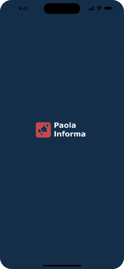 Pantalla de inicio de la aplicación móvil Paola Informa